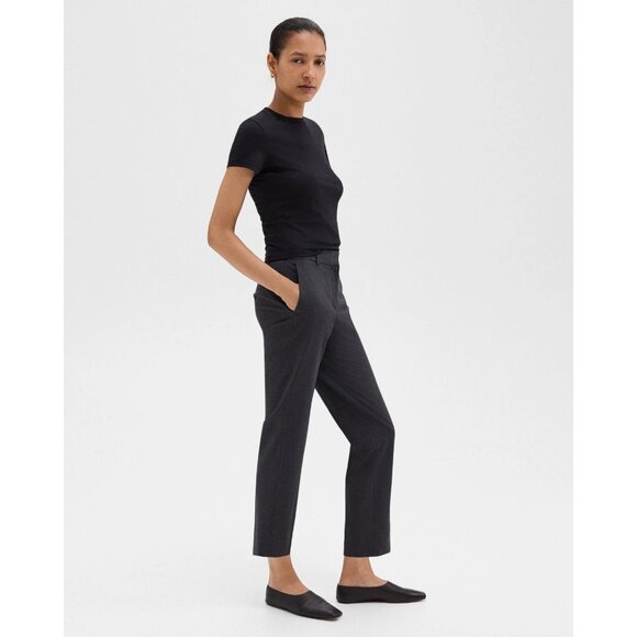 Theory Womens Size 10 10x25 Dark Gray Treeca 2 Stretch Wool Crop Suit Pants - Picture 6 of 9